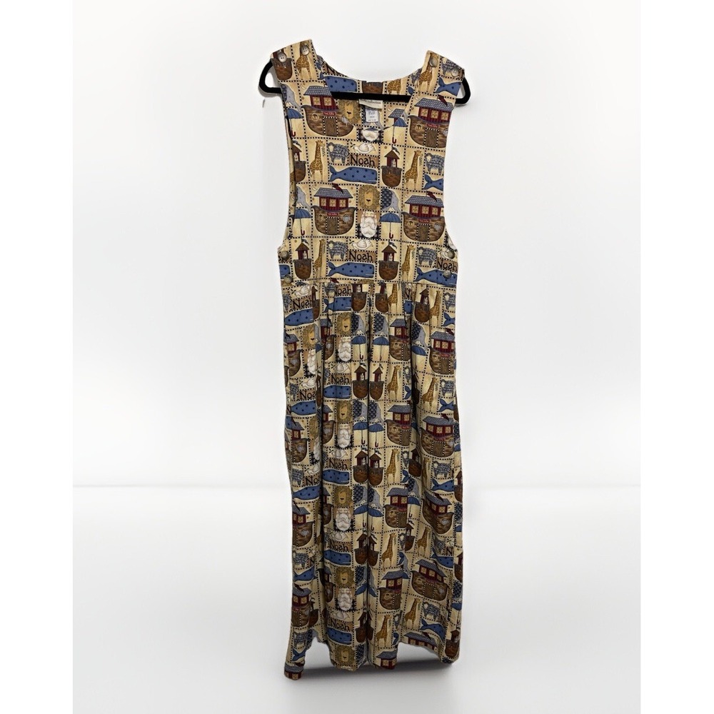 Kade Collection Vintage Teacher's Romper pinafore Dress Size Medium Noah's Ark